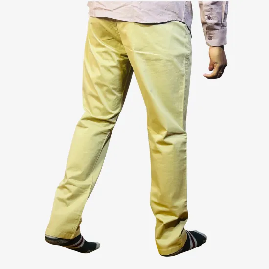 Men's Solid Beige Cotton Formal Pant | Regular Fit Office & Casual Wear